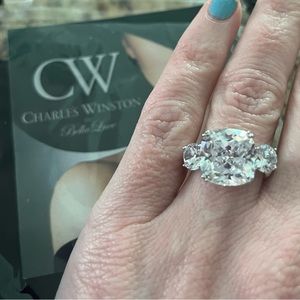 Charles Winston for Bella Luce Cushion and around 3 Stone Sterling Silver Ring